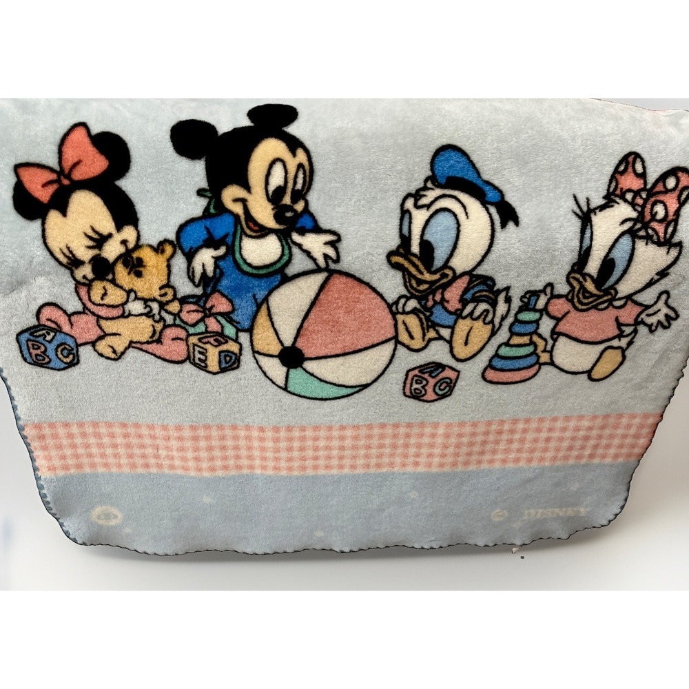 Vintage 1980's RARE MANTEROL DISNEY BABIES Dralon Blanket SPAIN Mickey Core Four